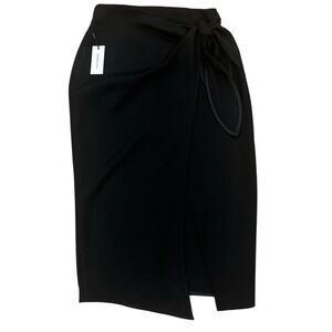 Aritzia Babaton Sarong Midi Wrap Skirt Black Knot Tie Crepette™ NWT